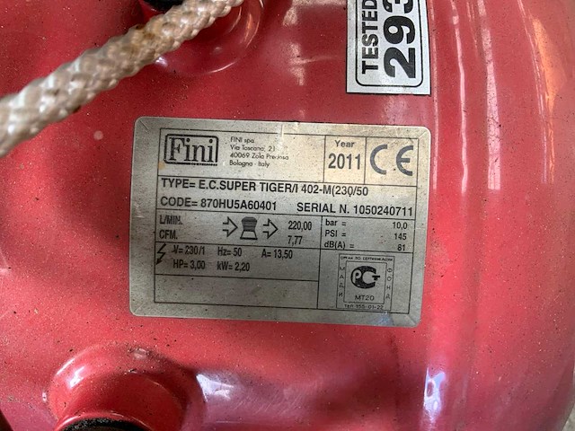 2011 fini supertiger 402-m(230/50 luchtcompressor - afbeelding 4 van  4