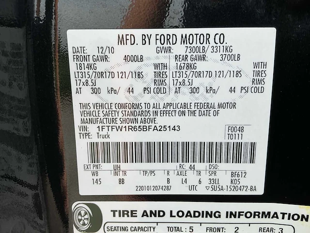 2011 ford f150 raptor bedrijfswagen - afbeelding 18 van  46
