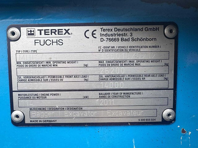 2011 fuchs mhl335 bandengraafmachine - afbeelding 5 van  13