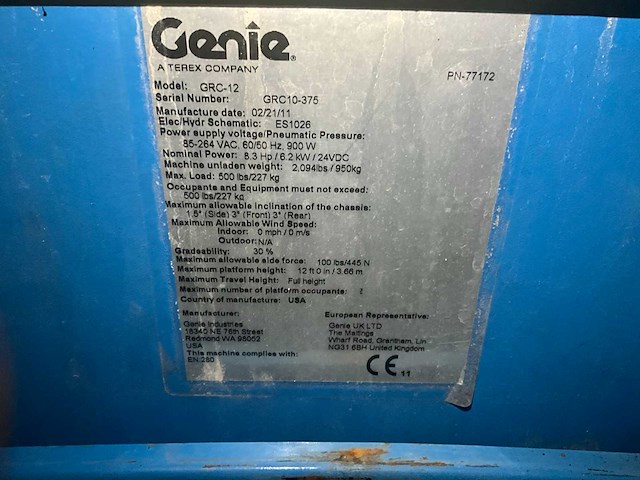 2011 genie grc-12 hoogwerker - afbeelding 5 van  5