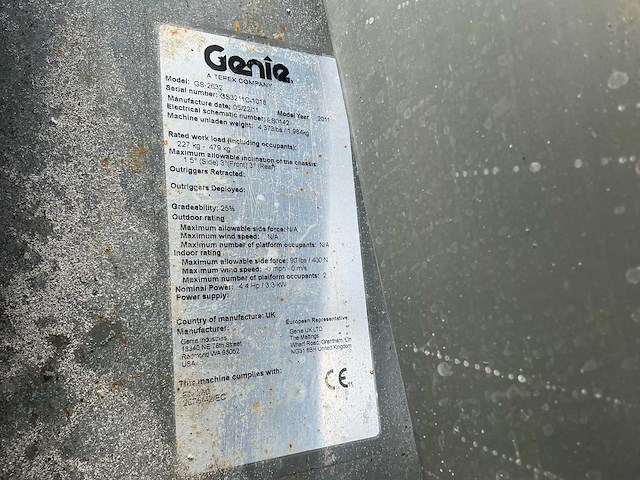 2011 genie gs-2632 hoogwerker - afbeelding 5 van  13