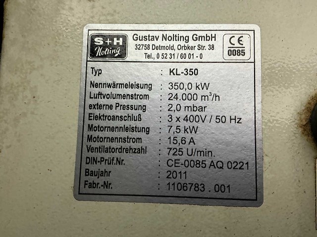 2011 gustav nolting kl-350 oil heater heater - afbeelding 2 van  5