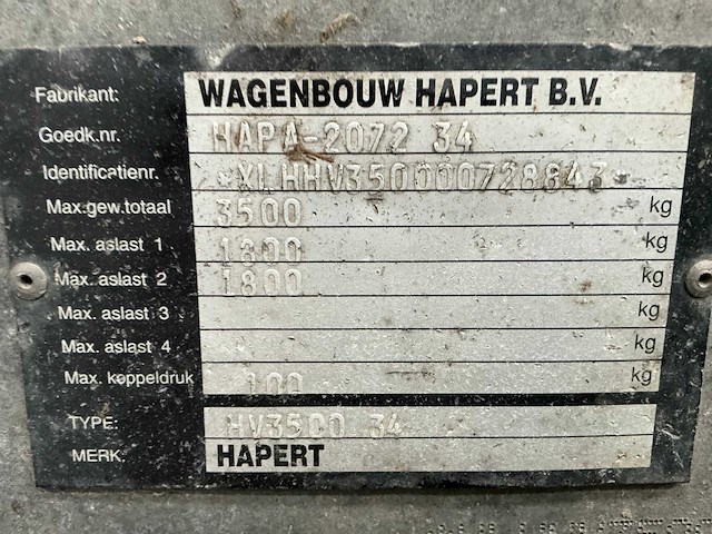 2011 hapert hv35do aanhangwagen - afbeelding 7 van  15