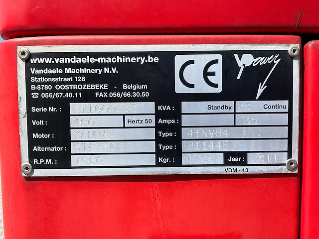 2011 himoinsa hyw 20 stroomgenerator 20kva- geluidgedempt - diesel - afbeelding 2 van  19