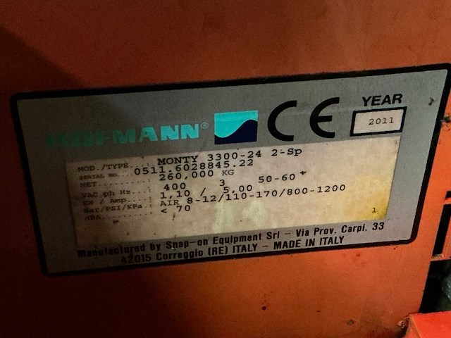 2011 hofmann monty 3300-24 banden montageapparaat - afbeelding 8 van  8