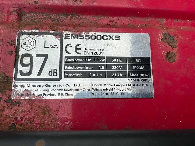 2011 honda em5500cxs noodstroomaggregaat - afbeelding 4 van  4