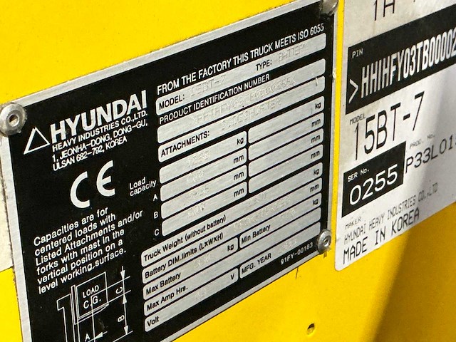 2011 hyundai 15bt-7 vorkheftruck - afbeelding 8 van  11