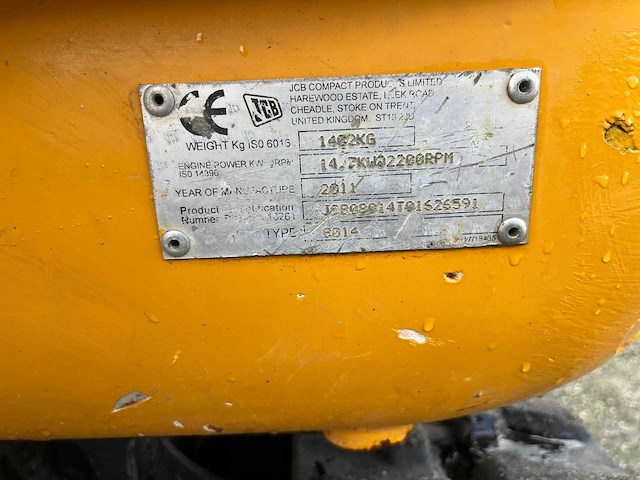2011 jcb 8014 minigraafmachine - afbeelding 6 van  7