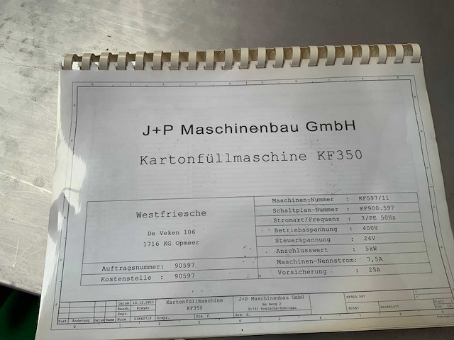 2011 j+p maschinenbau - kf350 - rvs omdozenvuller - afbeelding 6 van  14