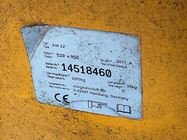 2011 jungheinrich am22 hand hydraulische palletwagen - afbeelding 6 van  6