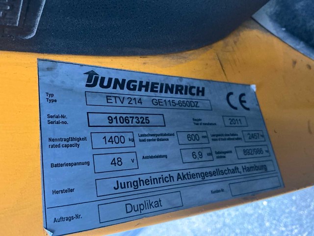 2011 jungheinrich etv 214 reach truck - afbeelding 10 van  21