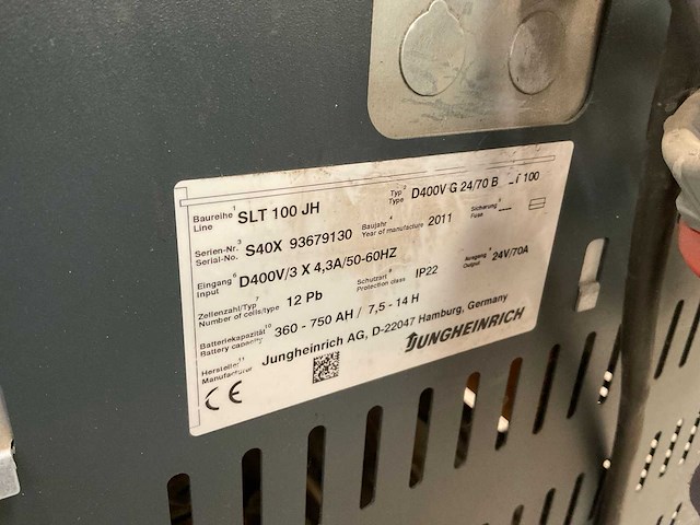 2011 jungheinrich slt100 acculader - afbeelding 1 van  5