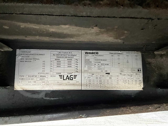 2011 lag o3gt50 platte oplegger ol-66-lv - afbeelding 19 van  26