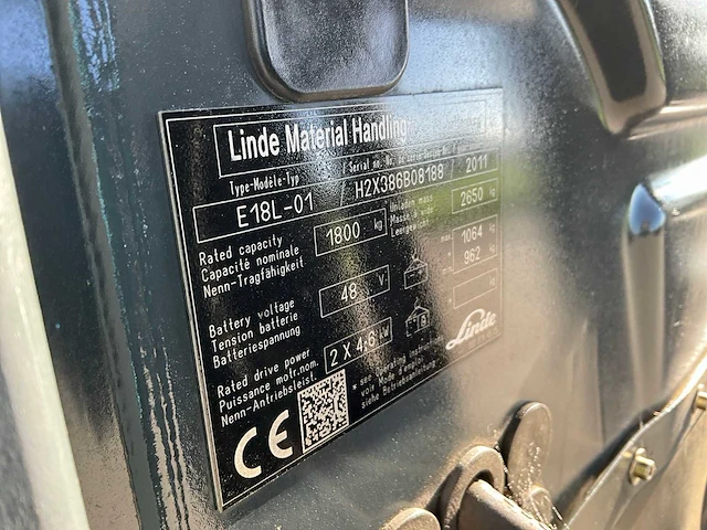 2011 linde e18l-01 vorkheftruck - afbeelding 3 van  13
