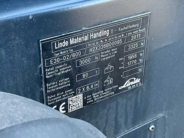 2011 linde e30-02/600 vorkheftruck - afbeelding 20 van  21