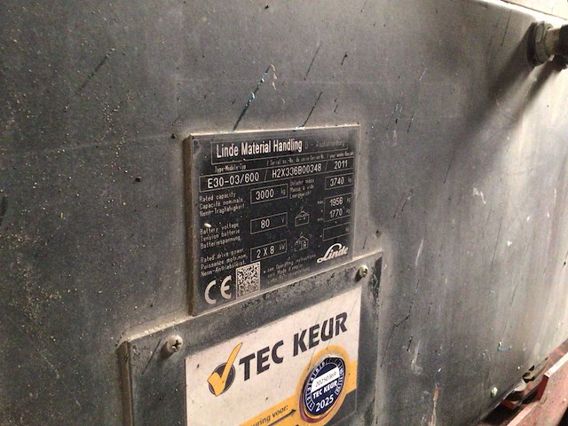 2011 linde e30-03/600 vorkheftruck - afbeelding 11 van  19