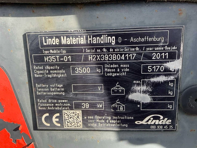 2011 linde h35t-01 vorkheftruck - afbeelding 20 van  27