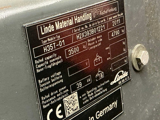 2011 linde h35t-01 vorkheftruck - afbeelding 10 van  18
