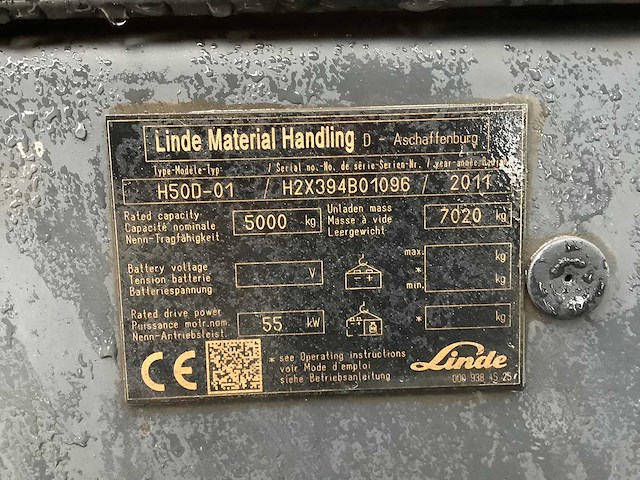 2011 linde h50d-01 vorkheftruck - afbeelding 9 van  9