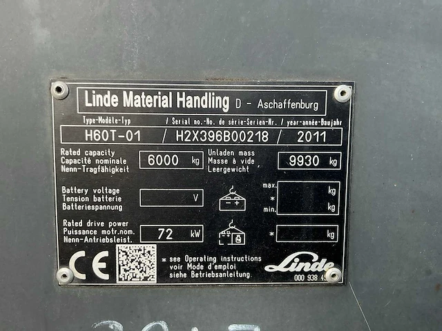 2011 linde h60t-01 vorkheftruck - afbeelding 31 van  37