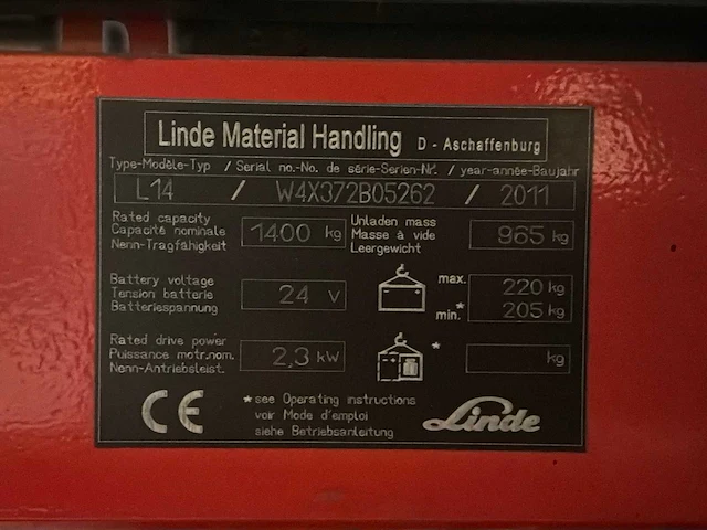2011 linde l14 elektrische palletwagen - afbeelding 9 van  13