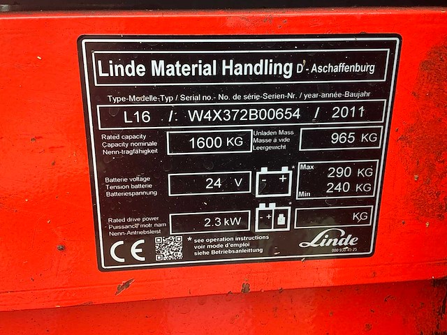 2011 linde l16 duolift stapelaar - afbeelding 10 van  11