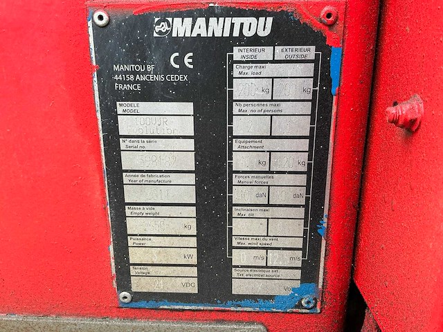 2011 manitou 100 vjr hoogwerker - afbeelding 18 van  25