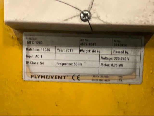 2011 plymovent mfc1200 mobiele lasdampafzuiger - afbeelding 5 van  10