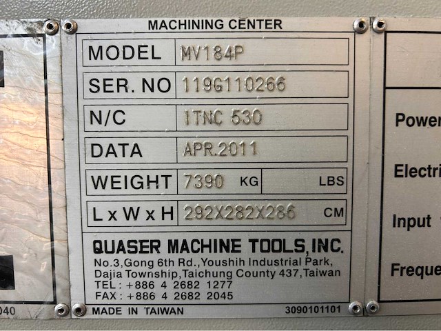 2011 quaser mv 184p cnc universeel machinecentrum - afbeelding 11 van  19