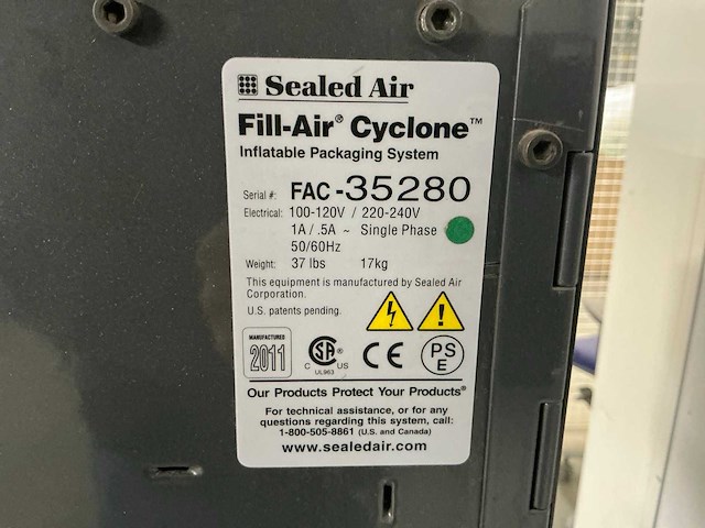 2011 sealed air fill-air cyclone luchtkussen-verpakkingssysteem - afbeelding 7 van  7