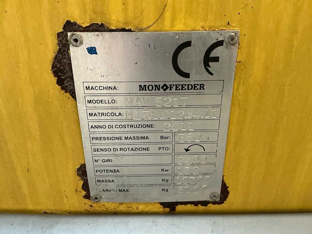 2011 sgariboldi monofeeder mav 5217 voermengwagen - afbeelding 23 van  23