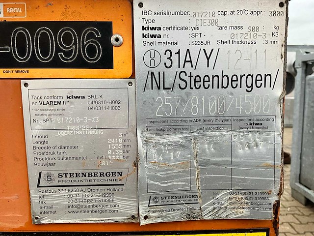 2011 steenbergen cie 300 brandstof opslagtank - afbeelding 2 van  10