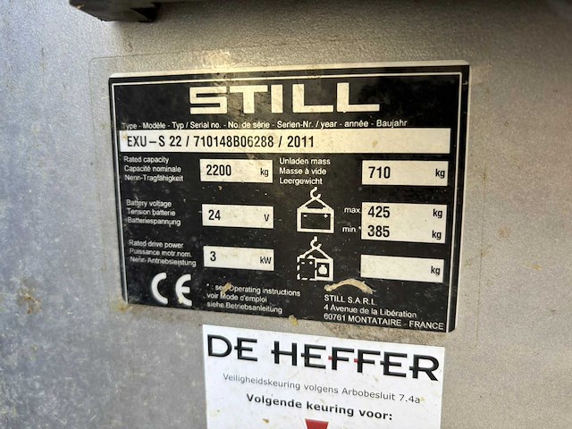 2011 still exu-s 22 elektrisch palletwagen - afbeelding 4 van  14