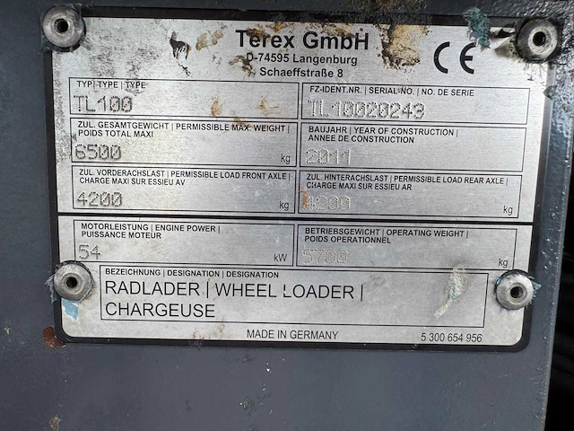 2011 terex tl100 shovel - afbeelding 11 van  19