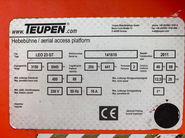 2011 teupen leo 23 gt spinhoogwerker - afbeelding 22 van  22
