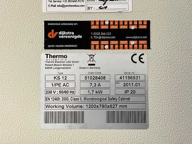 2011 thermo scientific herasafe ks 12 microbiologische veiligheidskast en12469 - afbeelding 9 van  9