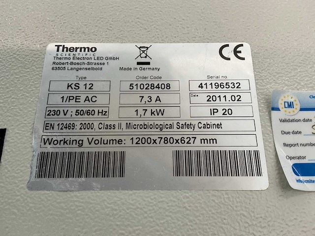 2011 thermo scientific herasafe ks 12 microbiologische veiligheidskast en12469 - afbeelding 6 van  6