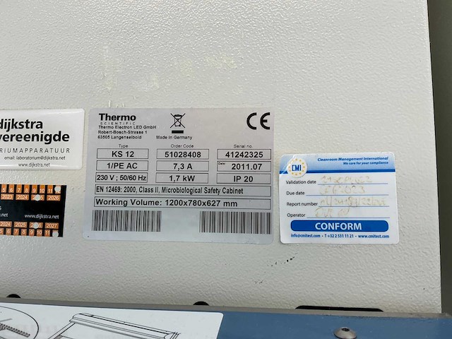 2011 thermo scientific herasafe ks 12 microbiologische veiligheidskast en12469 - afbeelding 5 van  8