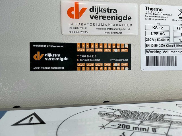 2011 thermo scientific herasafe ks 12 microbiologische veiligheidskast en12469 - afbeelding 8 van  8