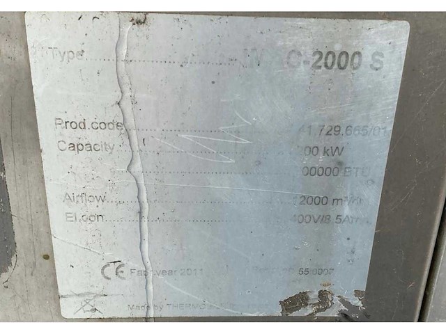 2011 thermobile imac-2000 s industriële heater / event heater / hetelucht turbine - afbeelding 3 van  11