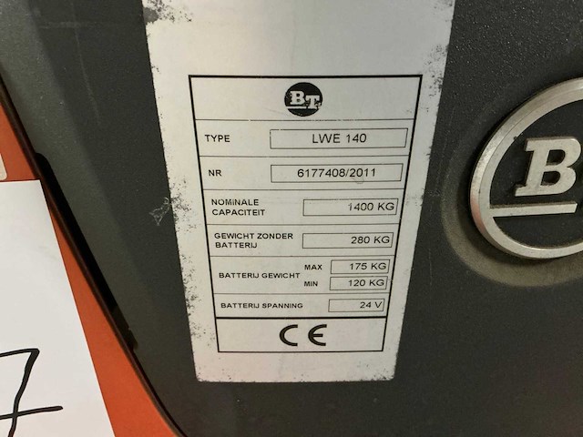2011 toyota bt lwe140 elektrische palletwagen - afbeelding 2 van  10