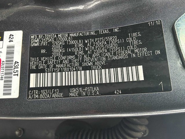 2011 toyota tundra 5.7 v8 crew. plat. personenauto - afbeelding 44 van  49