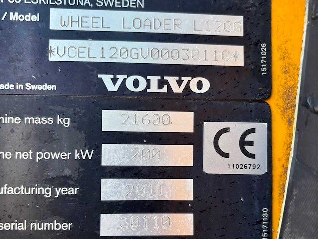 2011 volvo l120g shovel - afbeelding 15 van  15