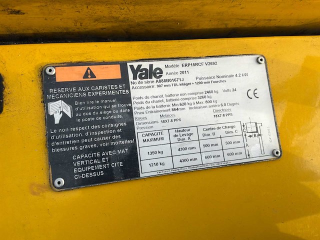 2011 yale erp15rcf vorkheftruck - afbeelding 4 van  9