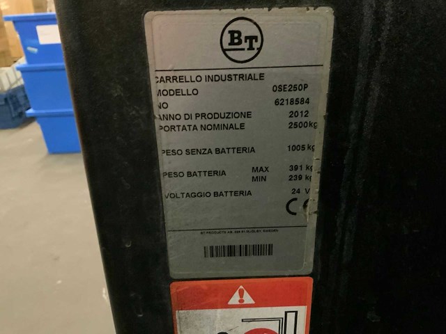 2012 - bt - ose250 - orderpicker - afbeelding 2 van  10