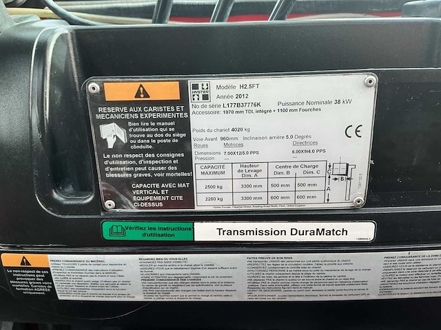 2012 - hyster - h2.5ft - vorkheftruck - afbeelding 4 van  12