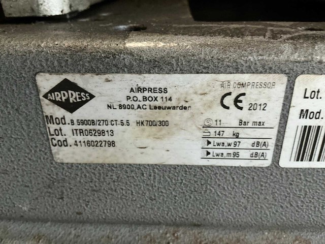 2012 airpress euro hk700/300 luchtcompressor - afbeelding 3 van  10