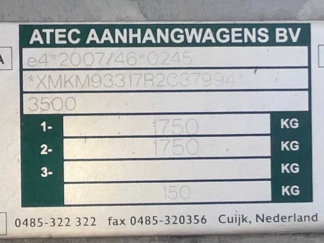 2012 atec mt1 graafmachine transporter / voertuig aanhangwagen - afbeelding 10 van  18
