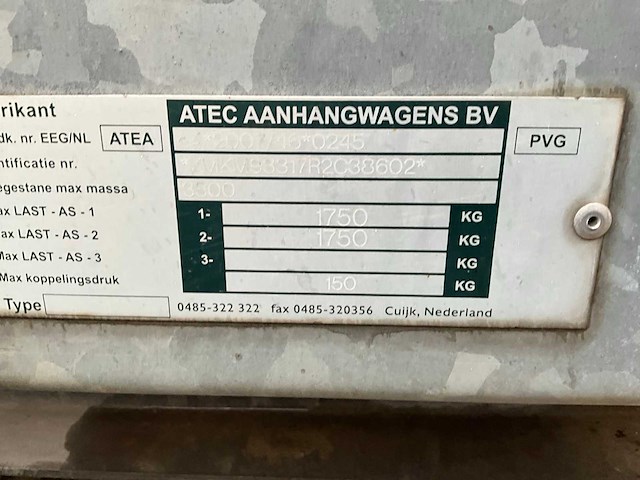 2012 atec mt1 graafmachine transporter / voertuig aanhangwagen - afbeelding 9 van  9