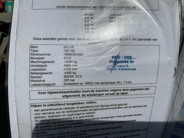 2012 atlas 160w banden graafmachine met driedelige giek - afbeelding 54 van  58